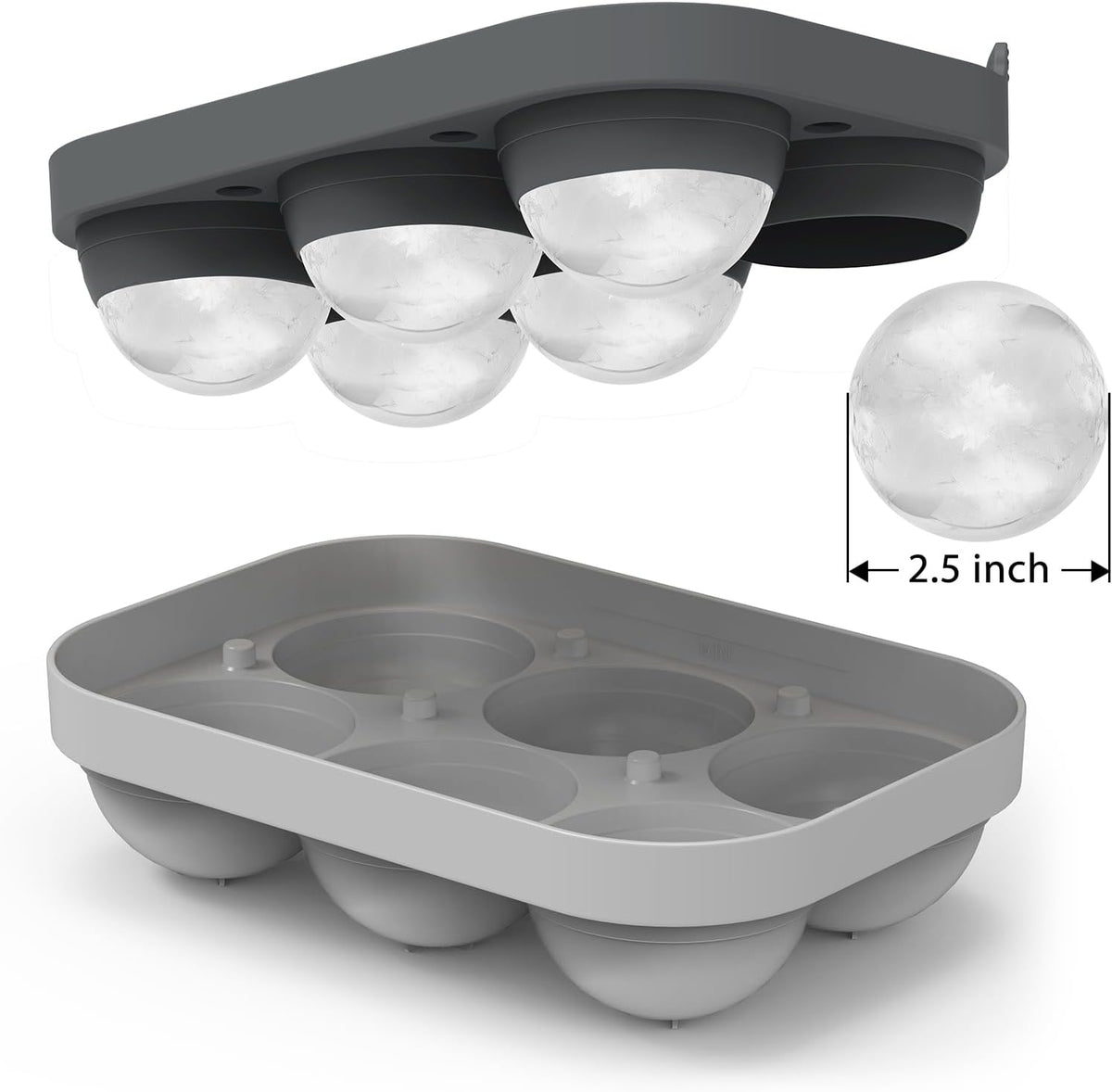 2.5inch Spherical Ice Ball Tray For Whiskey, Big Ice Freezer Mold for Cocktails，Easy Fill In &