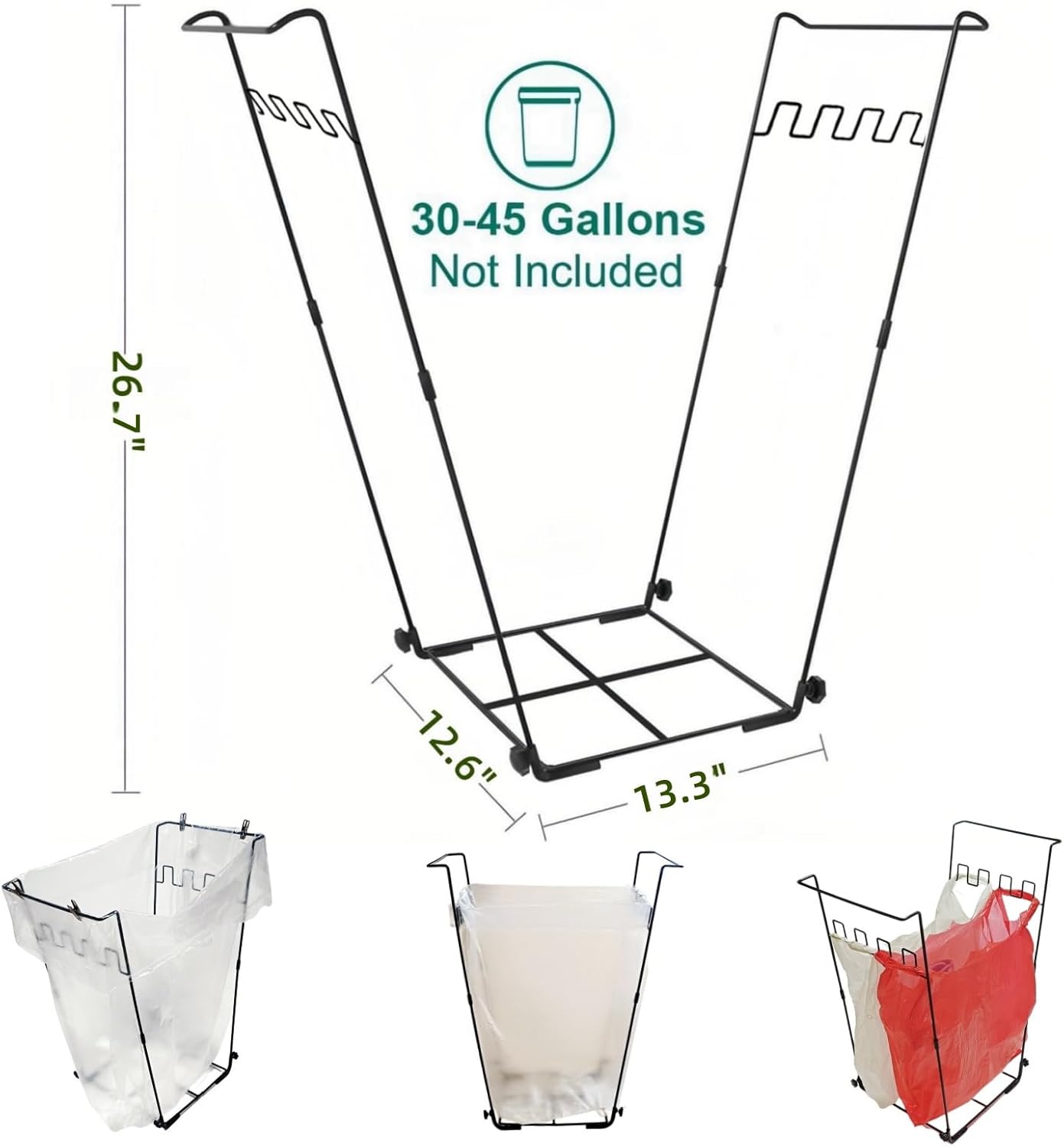 Garden Trash Bag Holder - Outdoor Leaf Bag Support Stand Multi-Use Metal Garbage Bag Holder Frame