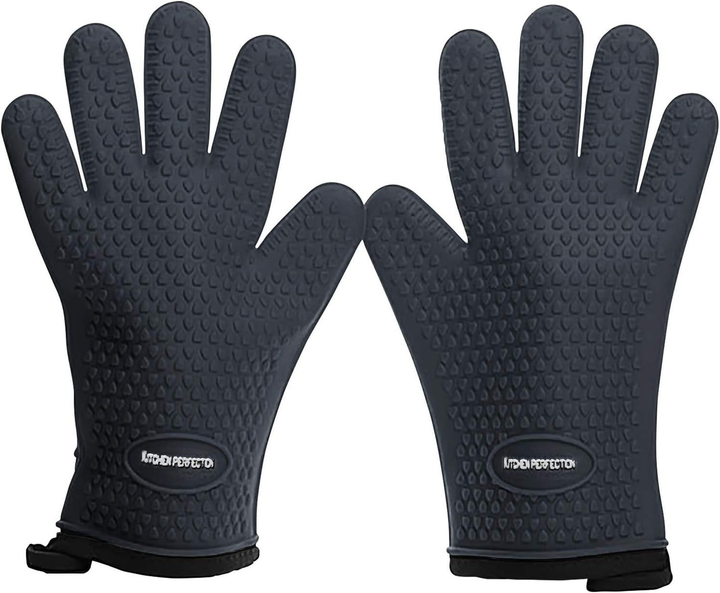 KITCHEN PERFECTION XL Silicone Smoker Oven Gloves-Extreme Heat Resistant BBQ Gloves-Handle Hot Food