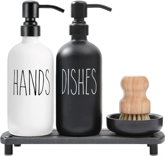 MOMEEMO Soap Dispenser for Kitchen Sink Comes with Stainless Pumps, Instant Dry Tray, and Dish