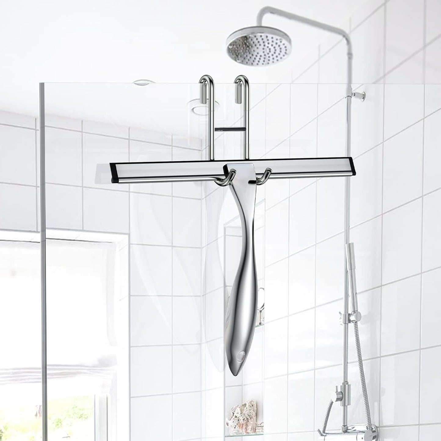 Shower Squeegee and Window Squeegee, Stainless Steel, 100% Streak-Free, Cleaner for Bathroom