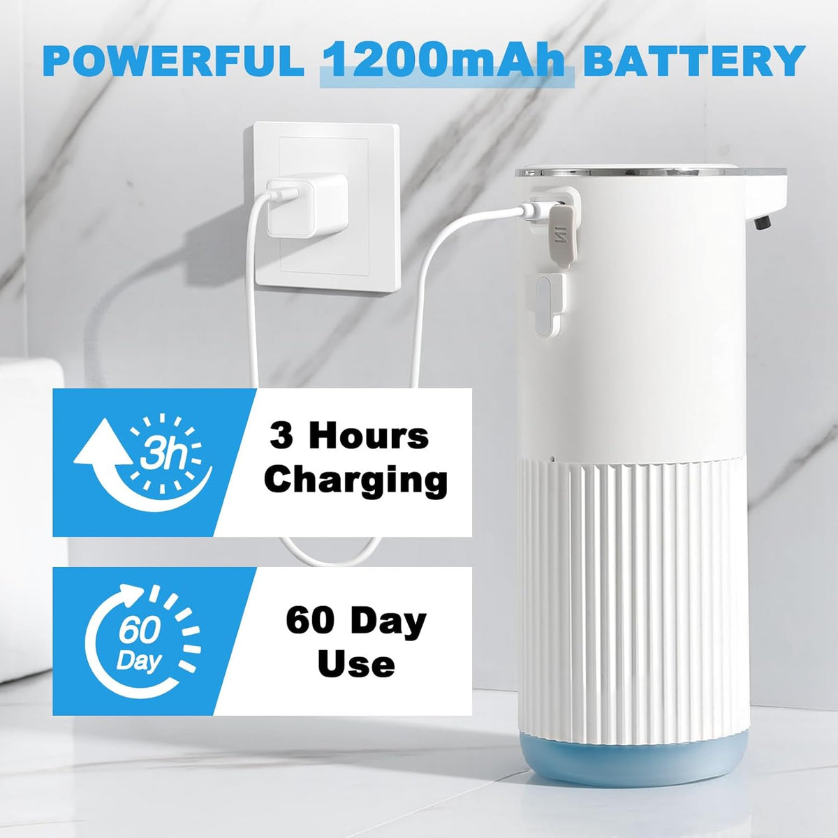 Automatic Soap Dispenser, 2 Pack White Touchless Liquid Soap Dispenser for Bathroom, 13.5 Fl Oz