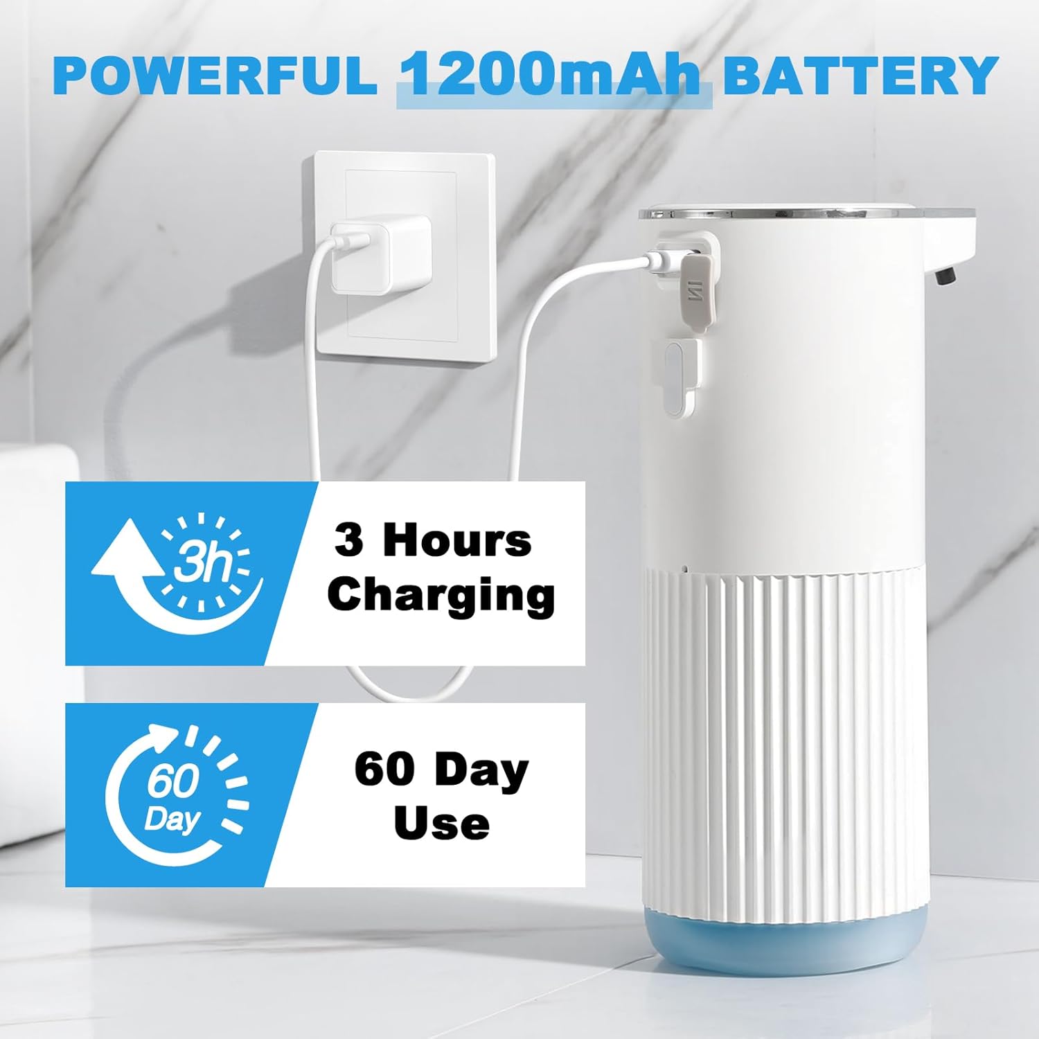 Automatic Soap Dispenser, 2 Pack White Touchless Liquid Soap Dispenser for Bathroom, 13.5 Fl Oz