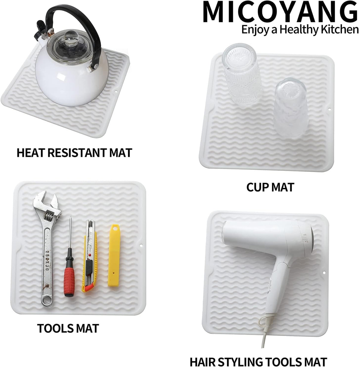 Silicone Dish Drying Mat for Multiple Usage,Easy clean,Eco-friendly,Heat-resistant Silicone Mat for