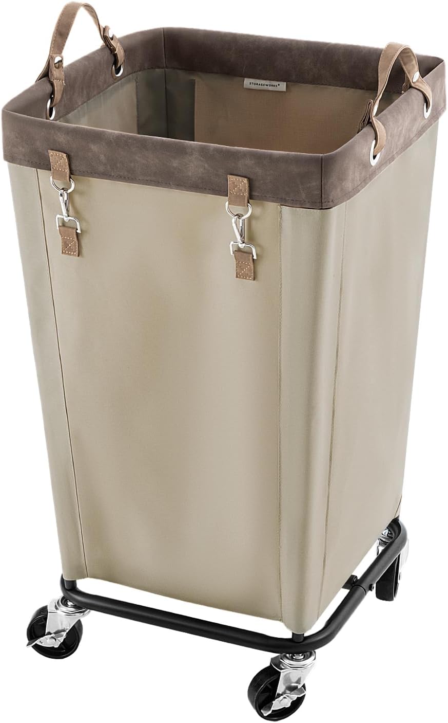 StorageWorks 160L Laundry Basket with Wheels, Large Rolling Hampers for Clothing Organizer, Dirty