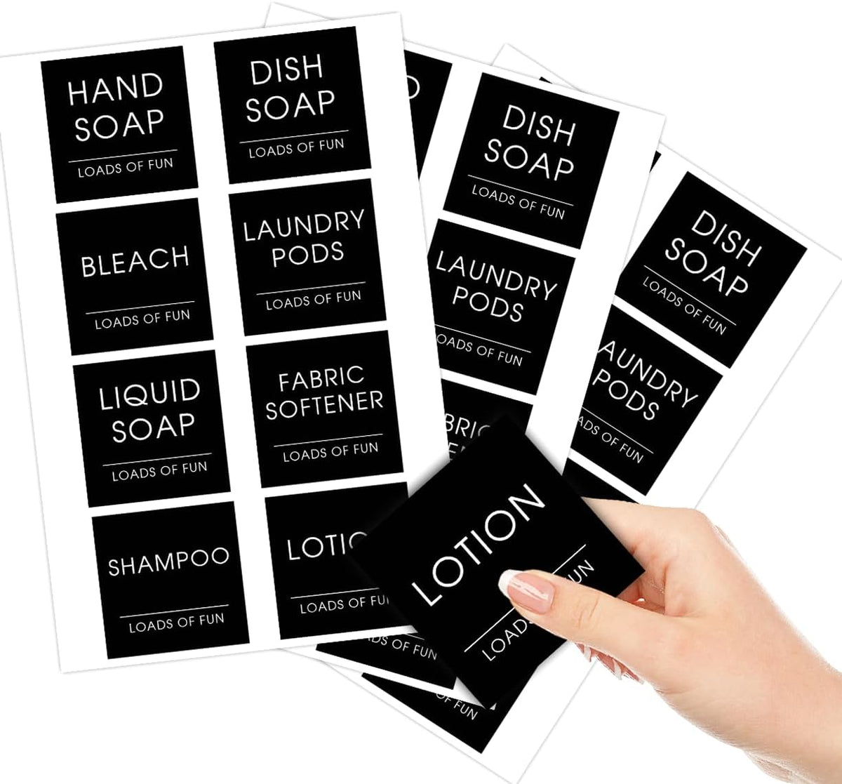 Modern Minimalist Laundry and Cleaning Sticker Labels for Home Organization 24Pcs Vinyl Label Pack