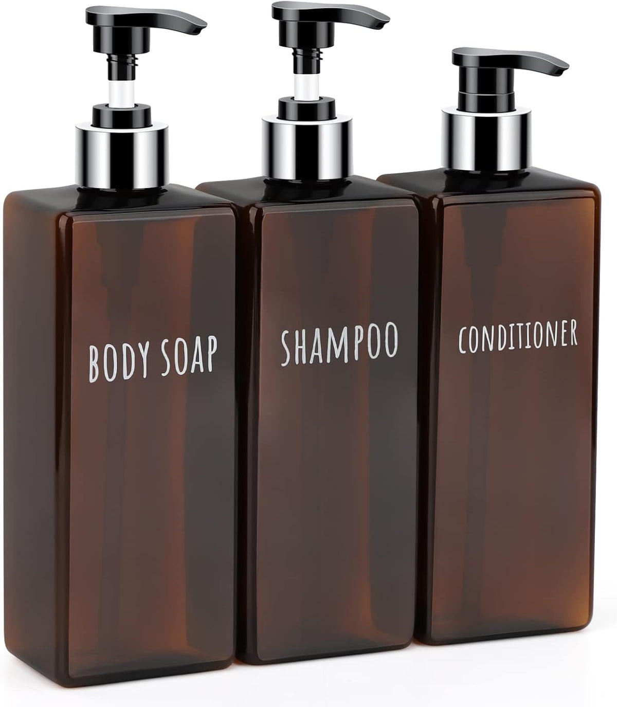 Segbeauty Shampoo and Conditioner Dispenser, 3 Packs 16.9oz Refillable Bathroom Soap Dispenser Set