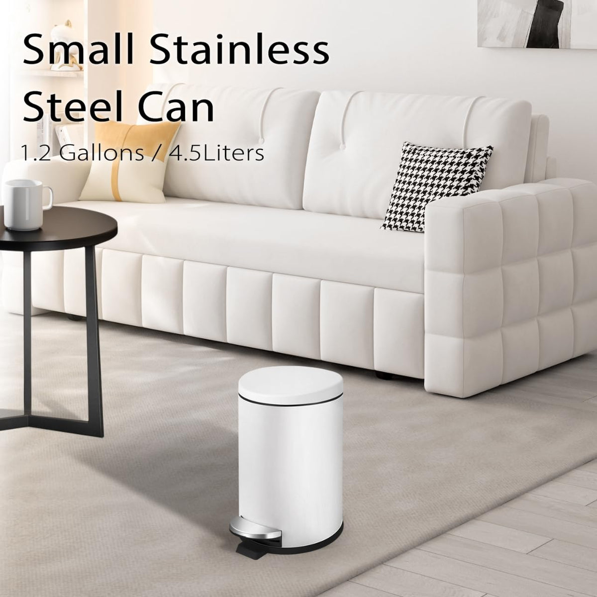TIPGO Small Trash Can with Lid Soft Close, 4.5 Liters / 1.2 Gallon Bathroom Garbage Can, Mini Step