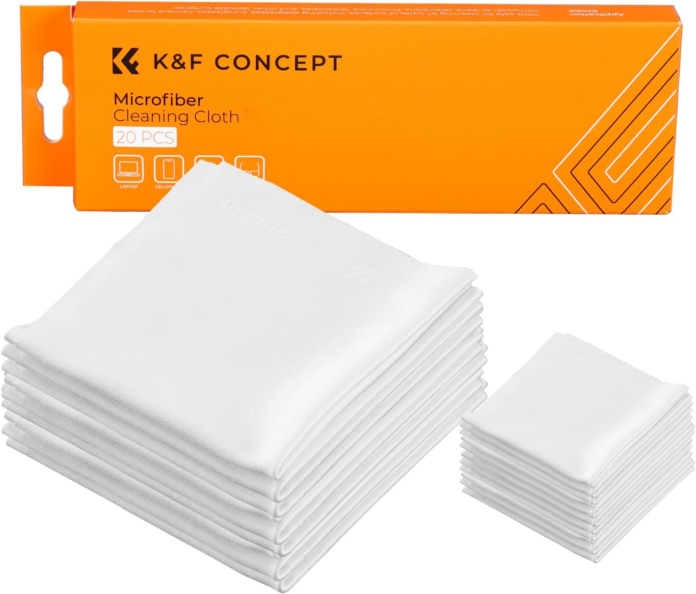 K&F CONCEPT 20 Pack Microfiber Cleaning Cloths, 6x6in Glasses Cleaning Cloths, Premium Camera Lens