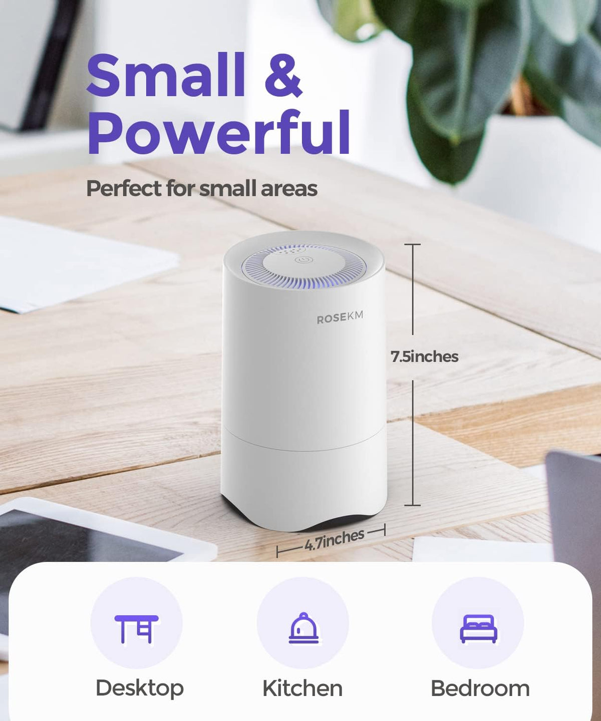 Small Air Purifier for Home Bedroom, Personal Desk Mini Air Purifier, Room Hepa Air Purifier