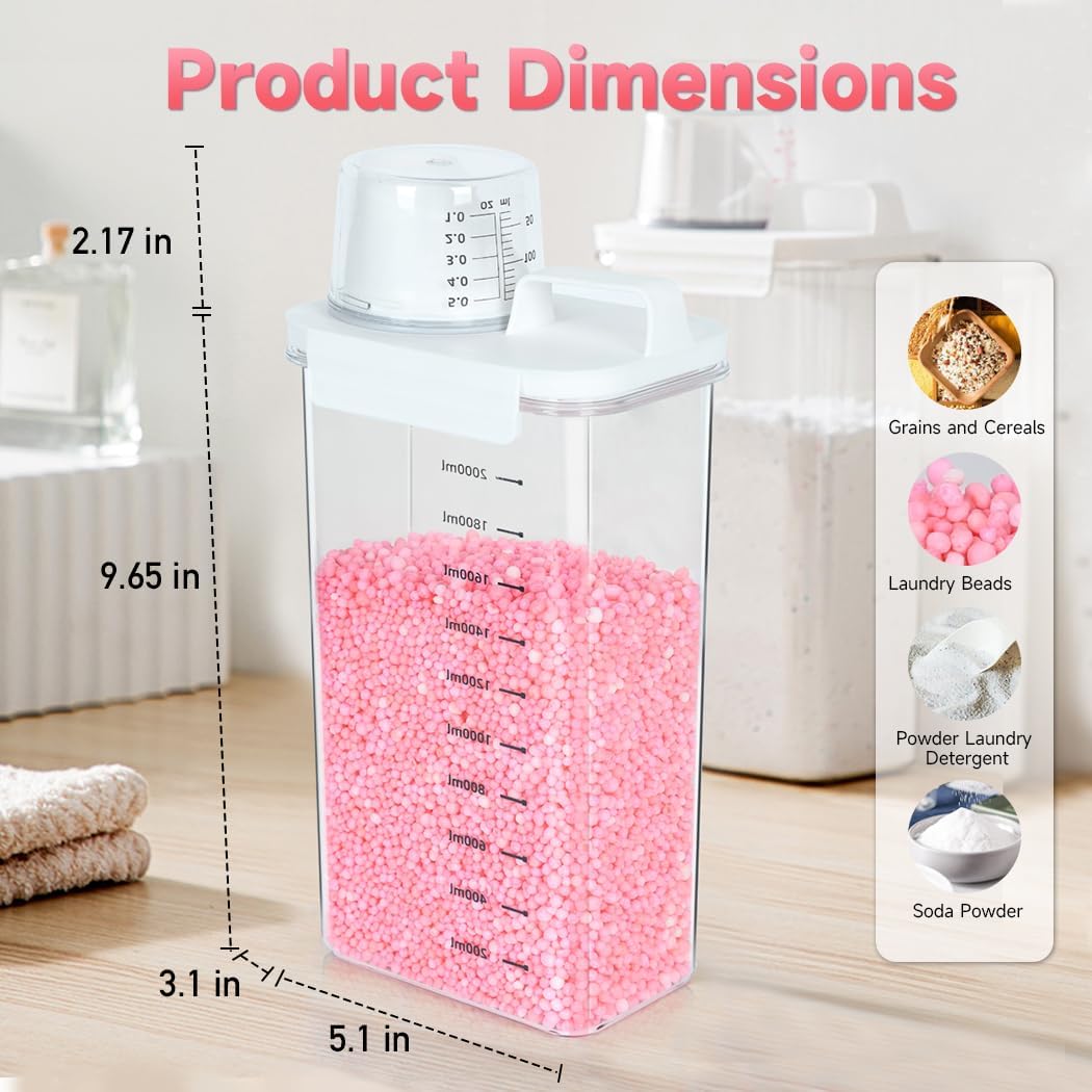 2 Packs Laundry Detergent Dispenser, Tokokimo Laundry Power Container,Laundry Scent Booster Beads
