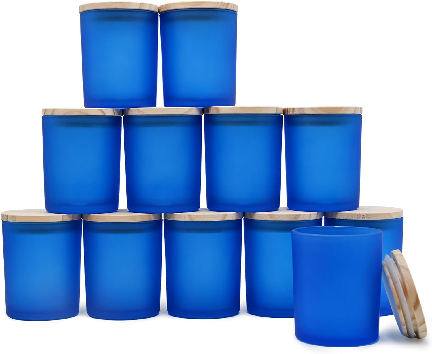 Thick Candle Jars for Making Candles 12 Pcs, 7 OZ Empty Jars with Wood Lids for Candle Making