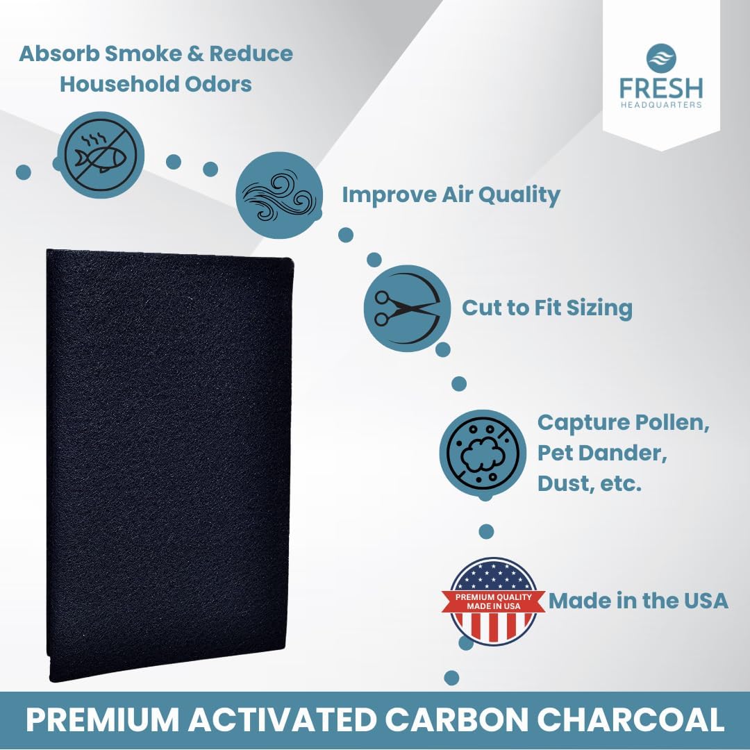 Activated Carbon Filter Pad - Cut To Fit Air Filter Roll for Improved Filtration - Universal Carbon