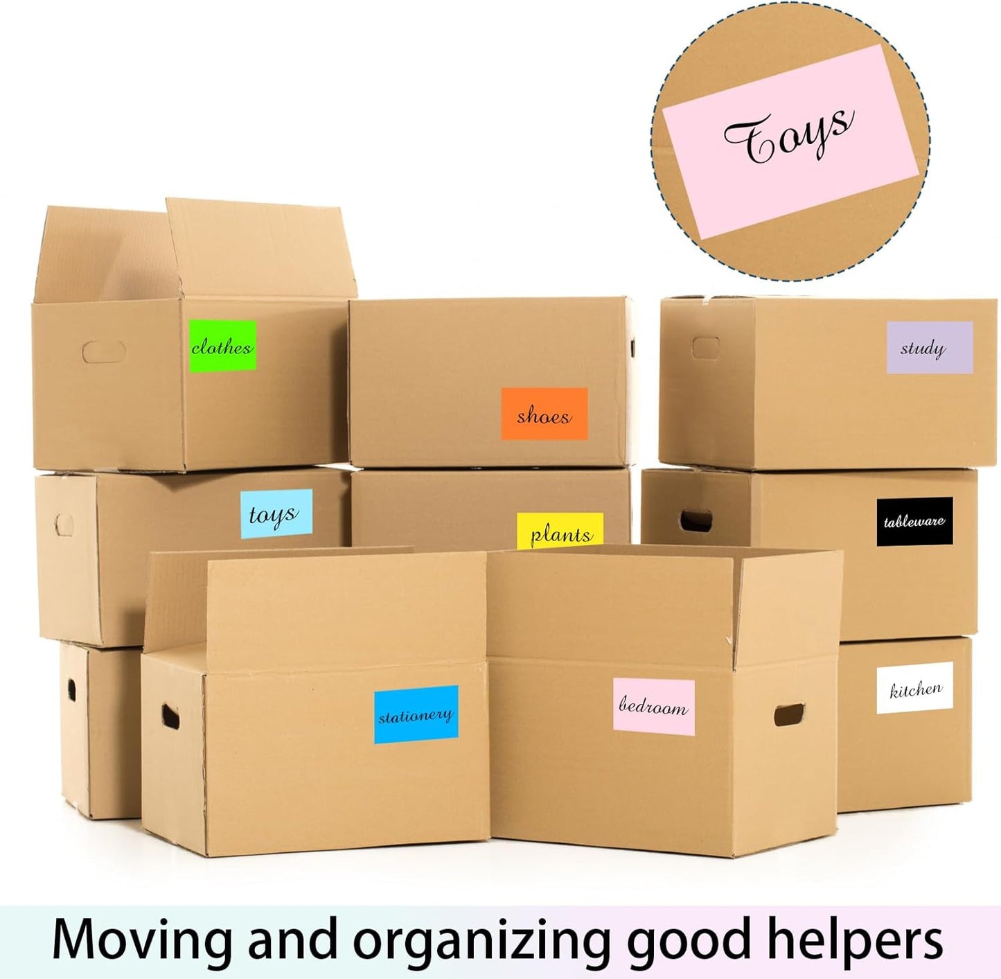 STARLIBOO Colored Labels Stickers 3 x 2 Inch, Rectangle Moving Labels Stickers, 750Pcs Garage Sale