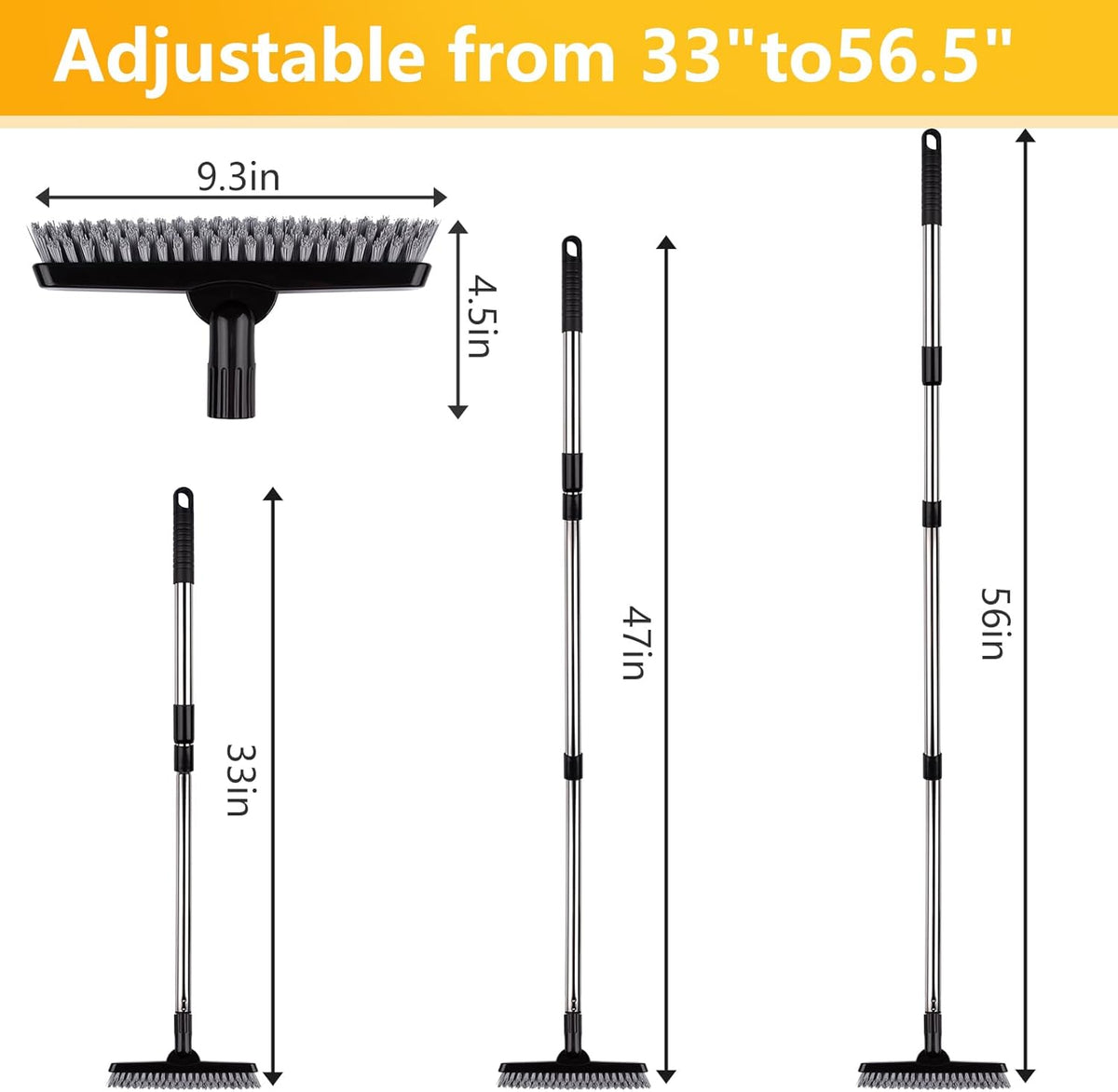 ITTAHO 2 Pack Grout Brush with Long Handle, Swivel Cleaning Grout Line Scrubber - Extendable