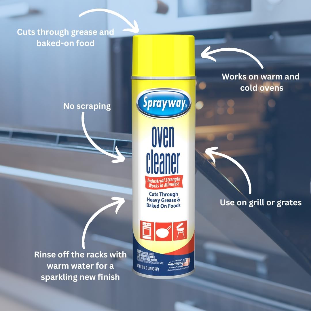 Sprayway Oven Cleaner Aerosol Spray, 20oz, Pack of 6 | Foaming Action, Cuts Through Grease &