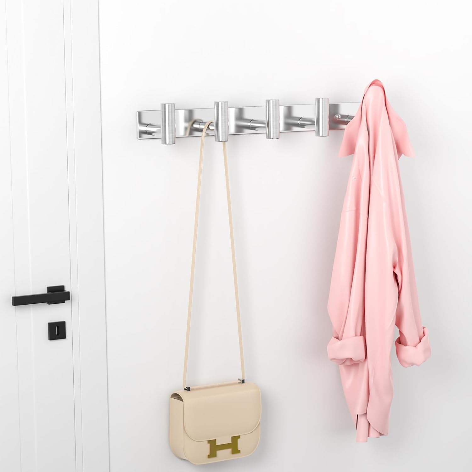 PMMASTO Coat Rack Wall Mounted, 5 "T Shaped Wall Hooks for Hanging, Heavy Duty Stainless Steel Coat