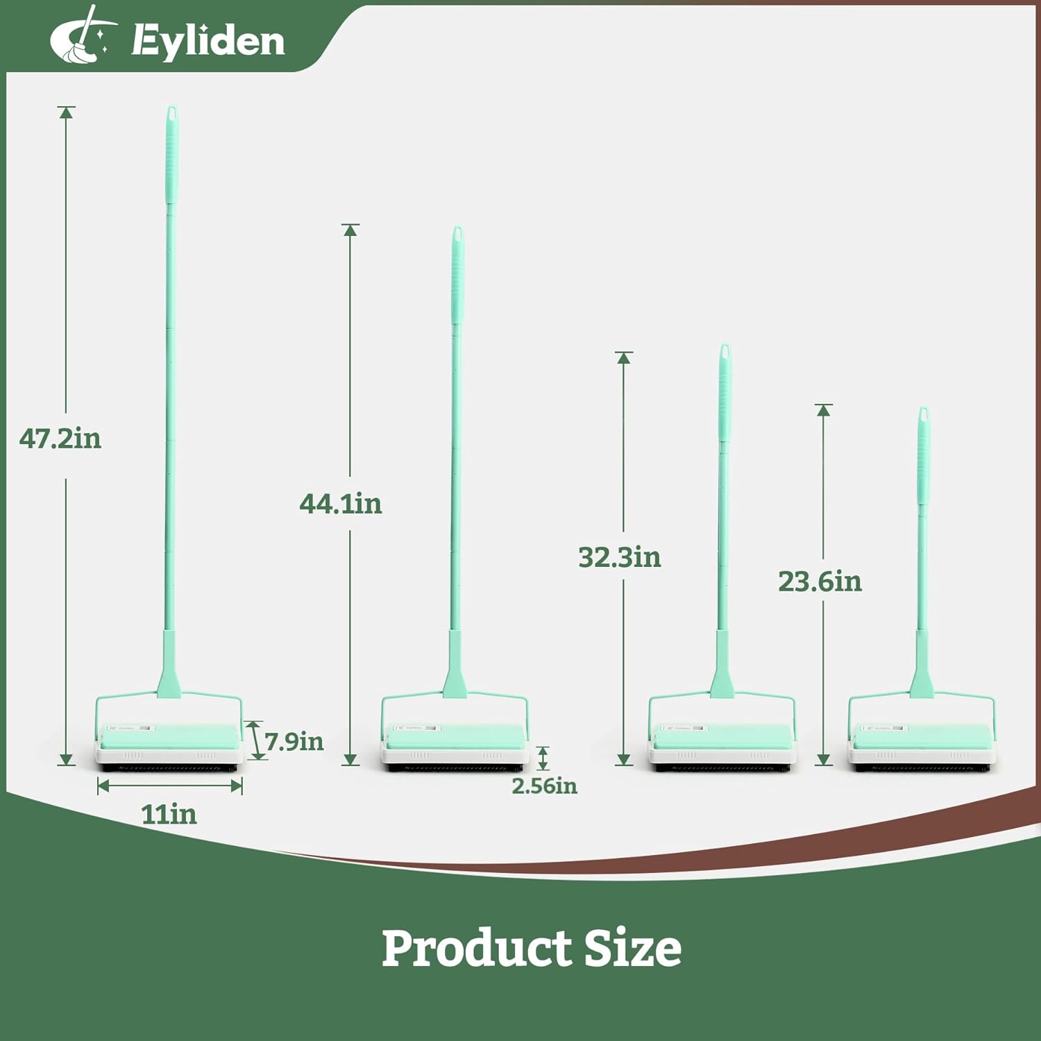 Eyliden X-Large Carpet Sweeper - Quiet Manual Sweeper for Carpets & Rugs | 1 Extra Refill Roller
