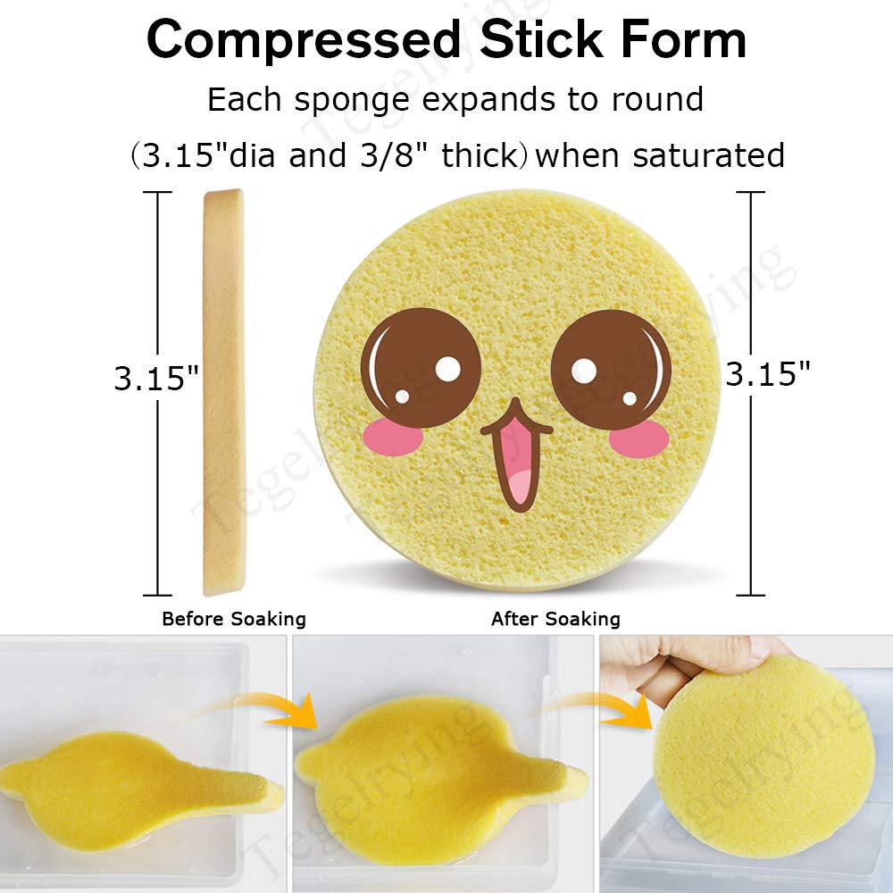 Facial Sponge Compressed,60 Pcs PVA Professional Makeup Removal Wash Round Face Sponges Spa Pads