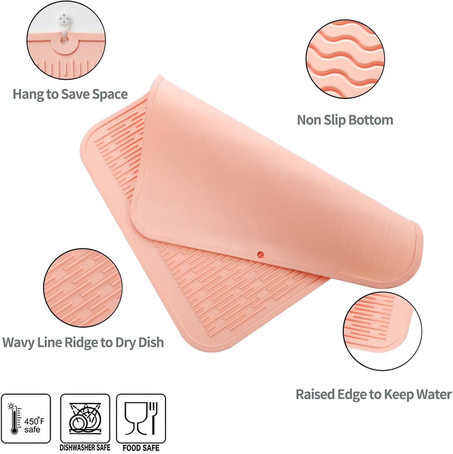 Silicone Dish Drying Mat for Multiple Usage,Easy clean,Eco-friendly,Heat-resistant Silicone Mat for