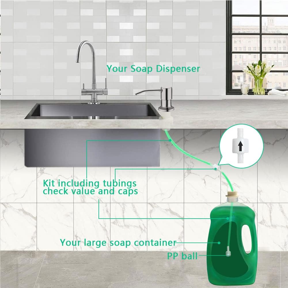 Soap Dispenser for Kitchen Sink, Built in Sink Soap Dispenser (Brushed Nickel), Countertop Soap