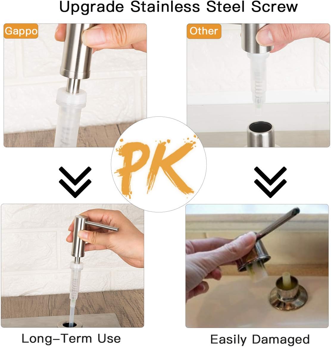 Soap Dispenser for Kitchen Sink Brushed Nickel GAPPO Stainless Steel Countertop Pump Hand Lotion