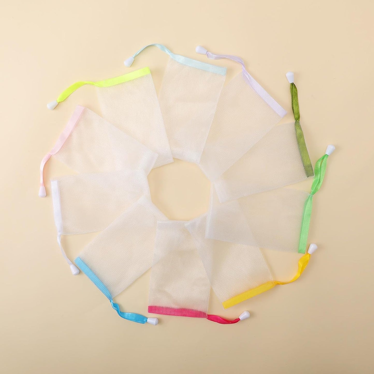 Sunnyray 25 Pcs 10 Colors Soap Bag Soft Handmade Soap Bubble Mesh Bags Exfoliating Mesh Pouch with