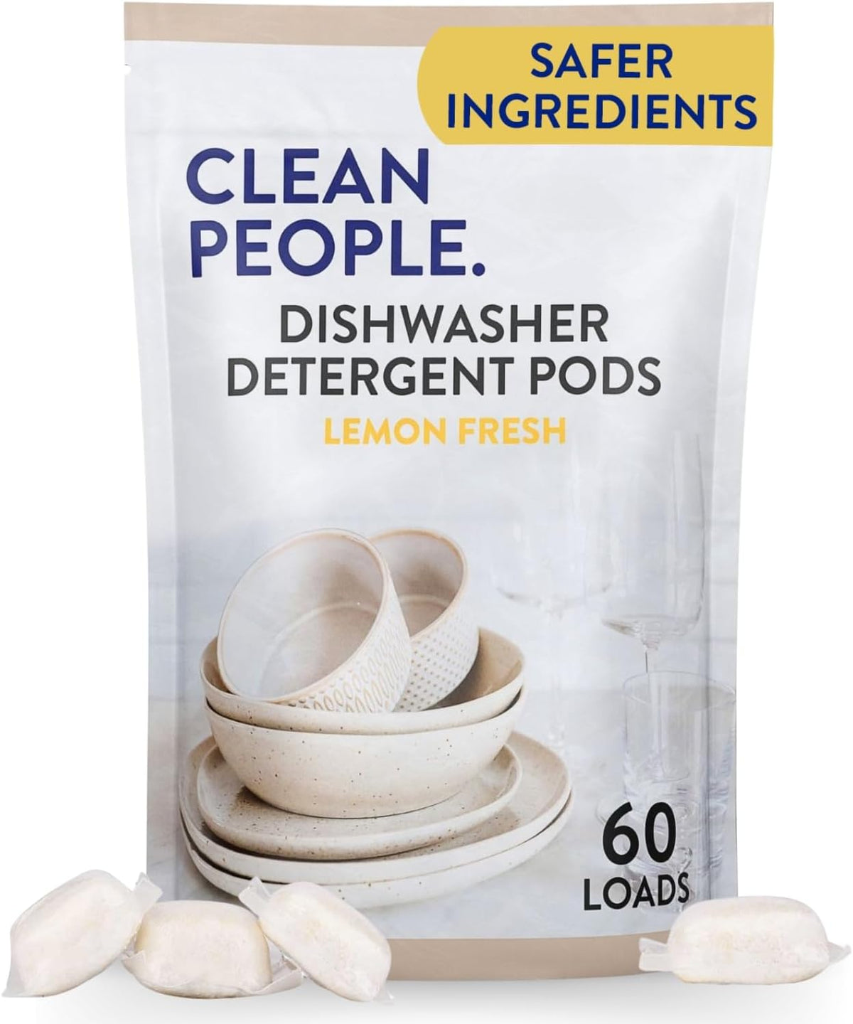 The Clean People Dishwasher Pods - Cuts Grease & Rinses Sparkling Clean - Residue-Free - Phosphate