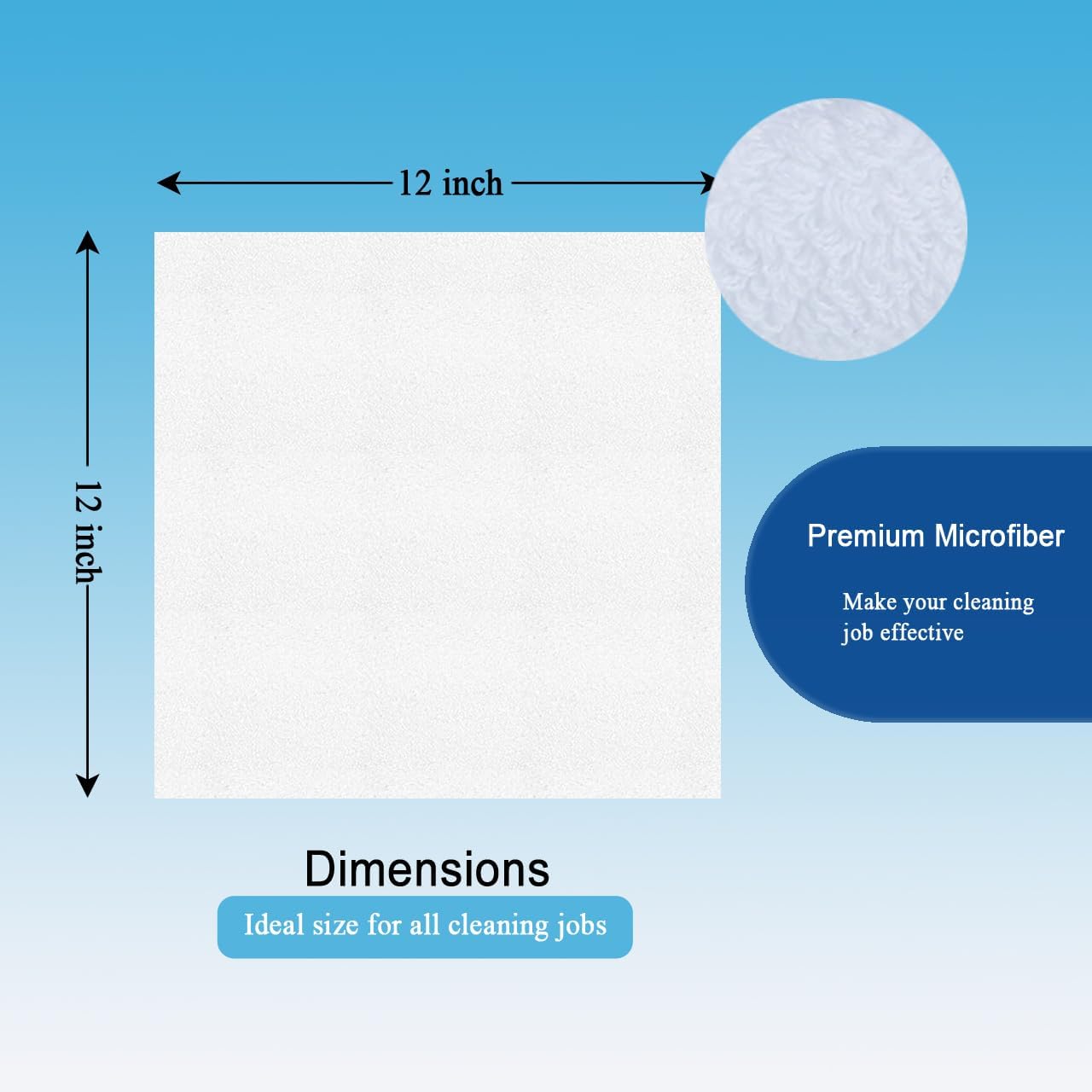 White Microfiber Cleaning Cloth 6Pack Cleaning Rags Absorbant Lint Free Cloth for House, Kitchen