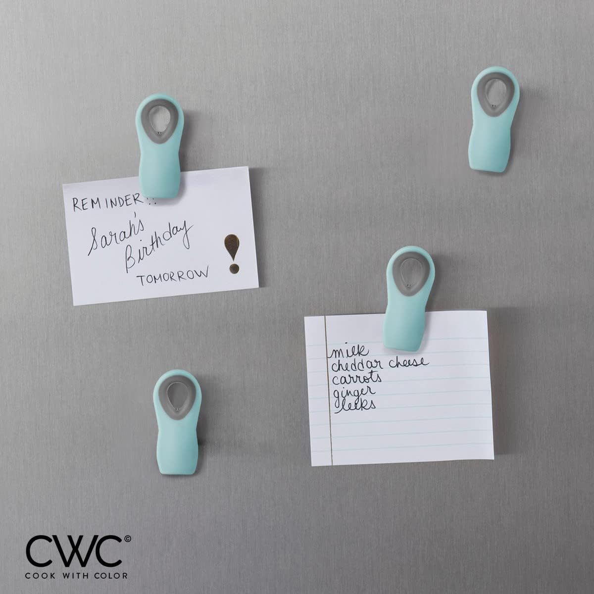 COOK WITH COLOR Bag Clips - Heavy Duty Chip Clip and Refrigerator Magnet Clips for Food Storage