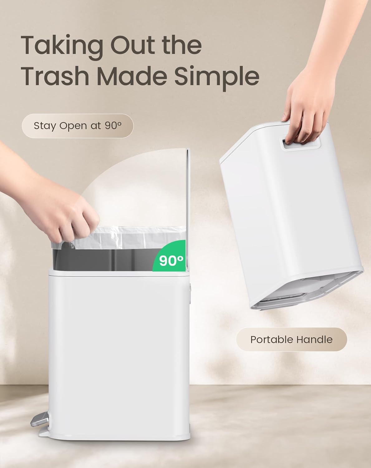 Cesun Small Bathroom Trash Can with Lid Soft Close, Step Pedal, 5 Liter / 1.3 Gallon Stainless