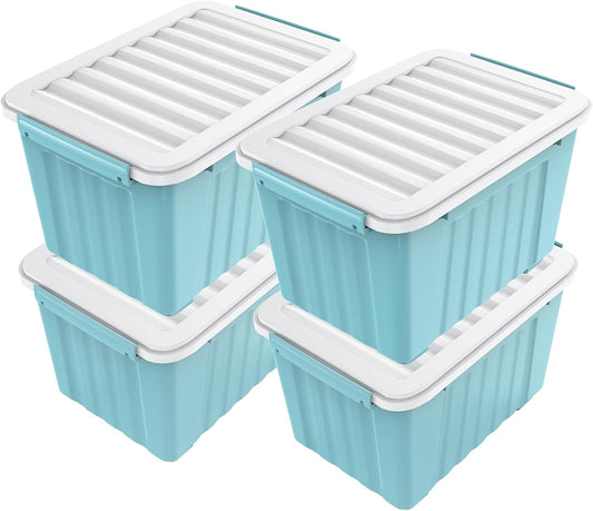 Nazhura 72 Quart Plastic Storage Bin, Stackable and Nestable Storage Boxes with Lids and Secure