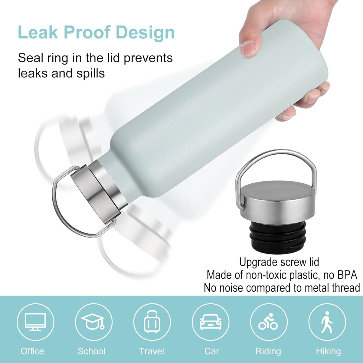 Neihepal 20 oz Insulated Water Bottles Bulk 8 Pack,Stainless Steel Double Wall Sport Bottle with