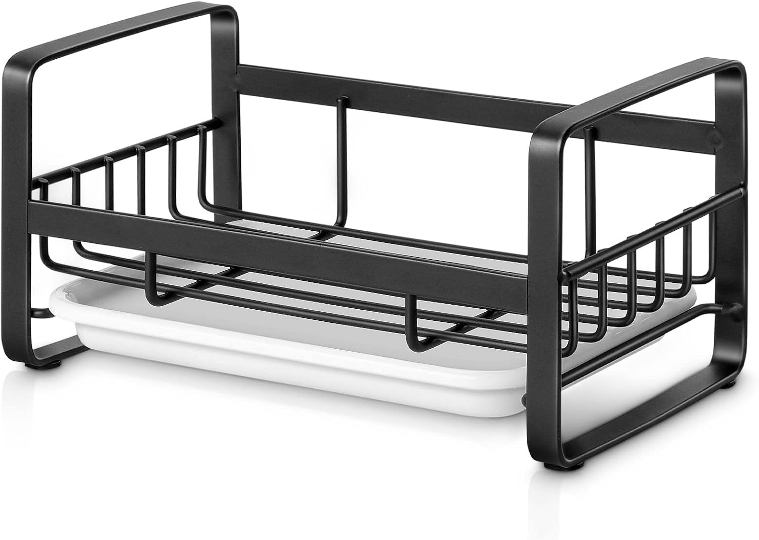 HULISEN Kitchen Sink Sponge Holder, 304 Stainless Steel Kitchen Soap Dispenser Caddy Organizer