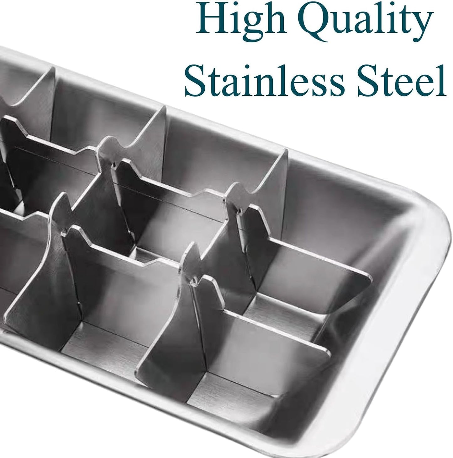 3 Pack Stainless Steel Ice Cube Trays, 18 Slot Ice Tray with Easy Release Handle Detachable Ice