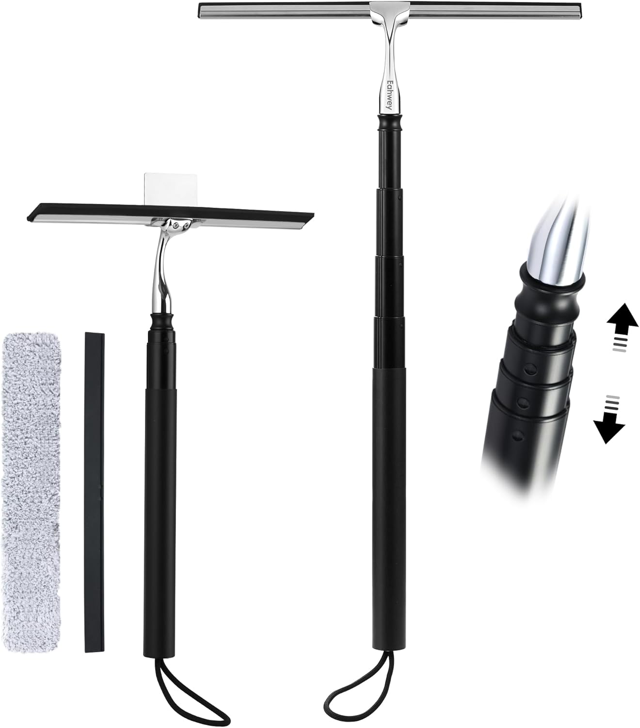 12-51’’ Telescopic Window Squeegee for Home, 2 in 1 Window Cleaning Squeegee Kit, Shower Squeegee