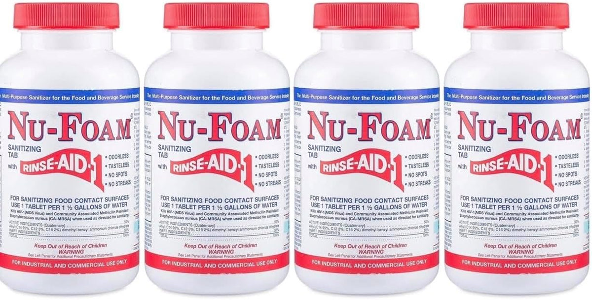 Nu-Foam Sanitizing Tablets for Bar Glassware – Superior Rinse Aid - Hand Washing Bar, Brewery