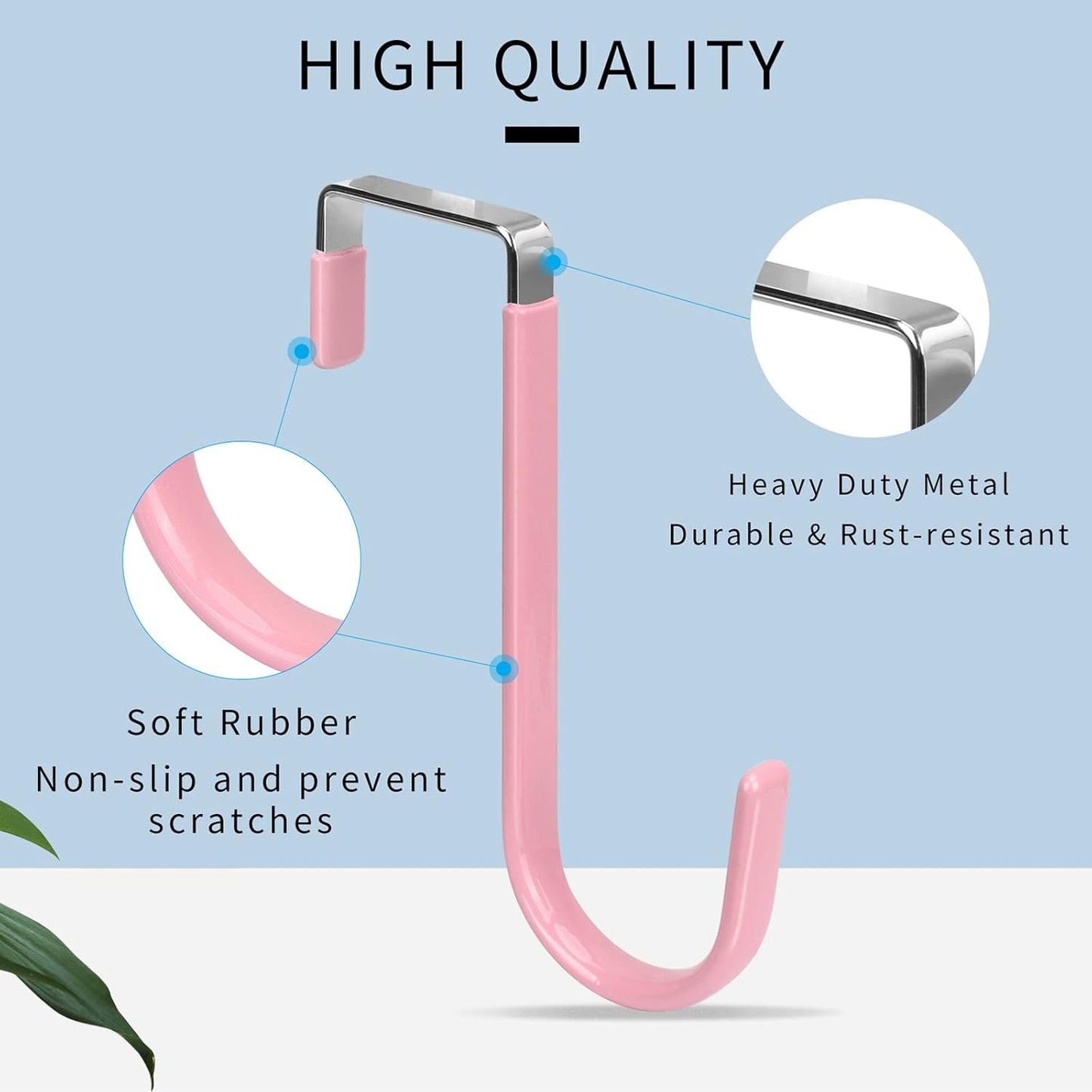 FYY Over The Door Hooks, 4 Pack Door Hangers Hooks with Rubber Prevent Scratches Heavy Duty