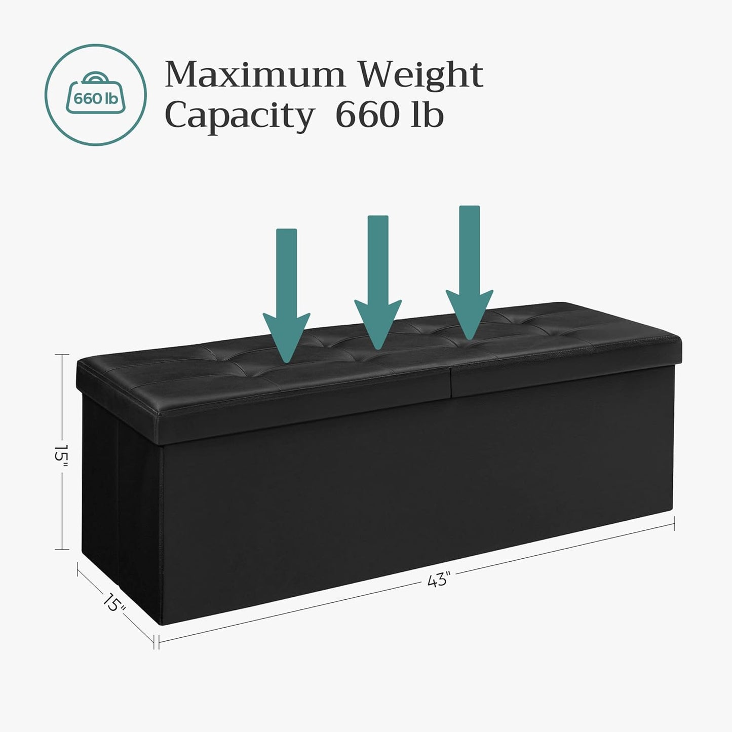 SONGMICS MAZIE Collection - 43 Inches Storage Ottoman Bench with Flipping Lid, Storage Chest with