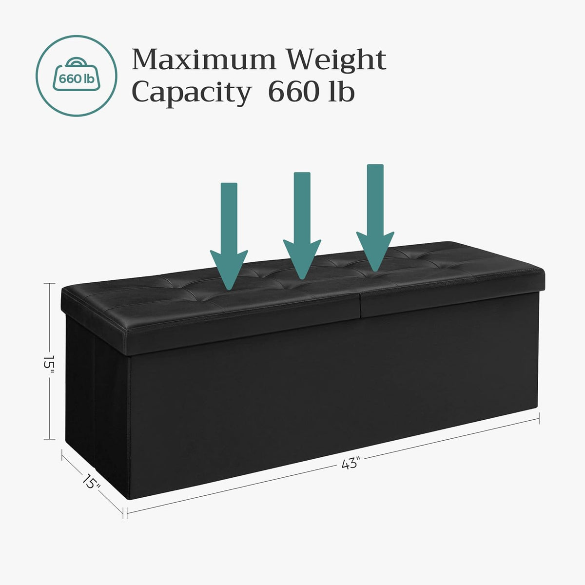 SONGMICS MAZIE Collection - 43 Inches Storage Ottoman Bench with Flipping Lid, Storage Chest with