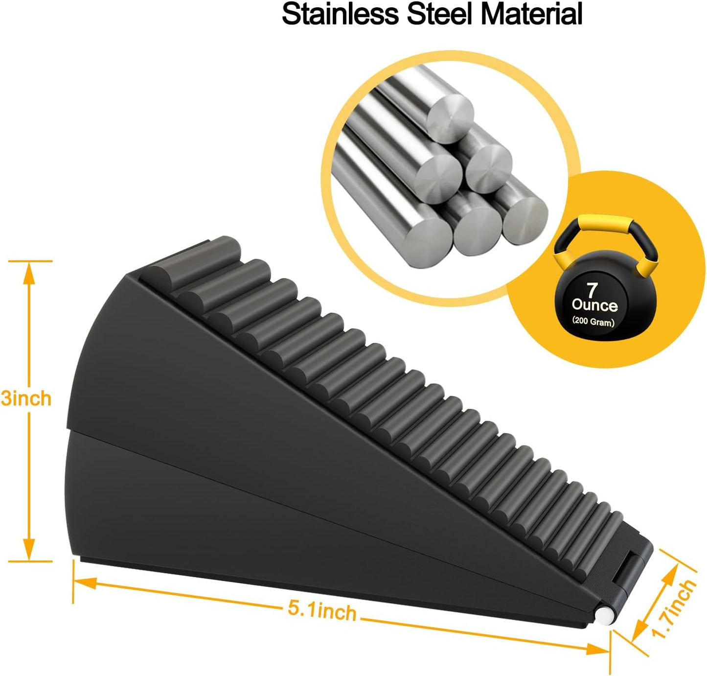 4 Pack Adjustable Spring Door Stoppers Heavy Duty, 3 Inches High Tall Large Metal Door Wedge