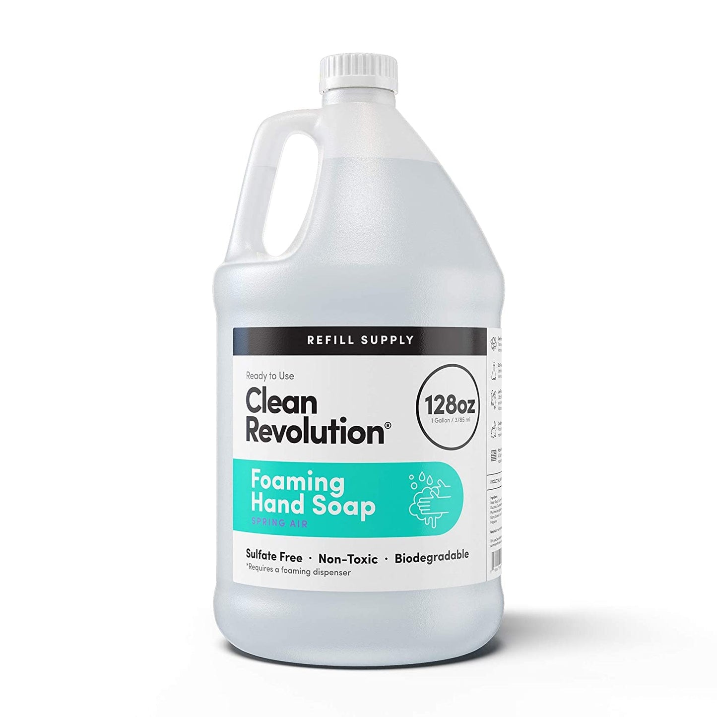 Clean Revolution Foaming Hand Soap Refill Supply Container, Ready to Use Formula, Spring Air