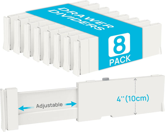 Vtopmart Drawer Dividers for Clothes 8 Pack, Adjustable 4" High Expandable from 11.6"-17" Dresser