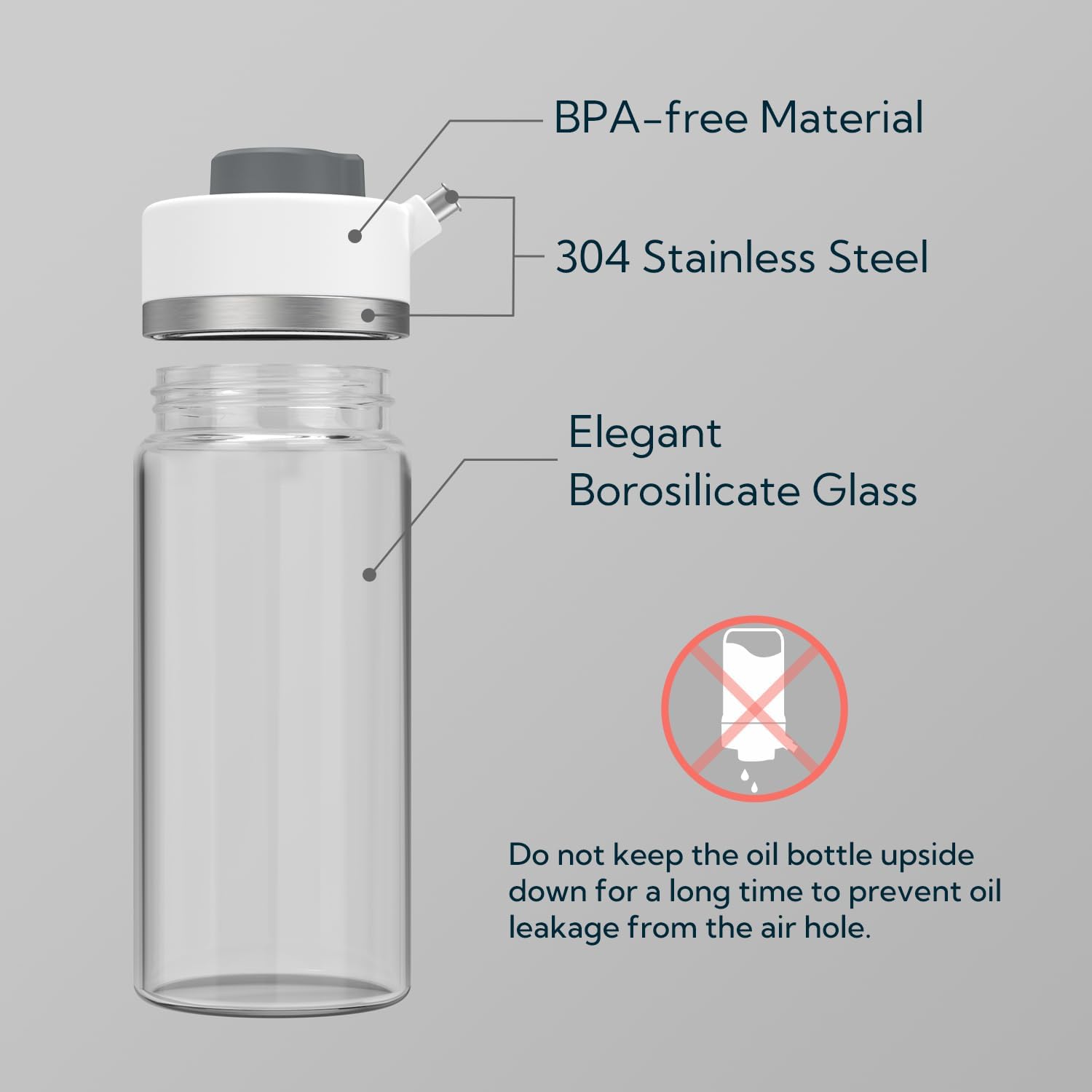 KITCHENDAO Precision Pour Glass Oil Dispenser 2-Piece Set with 3 Modes, Drip-Free Spout, Two