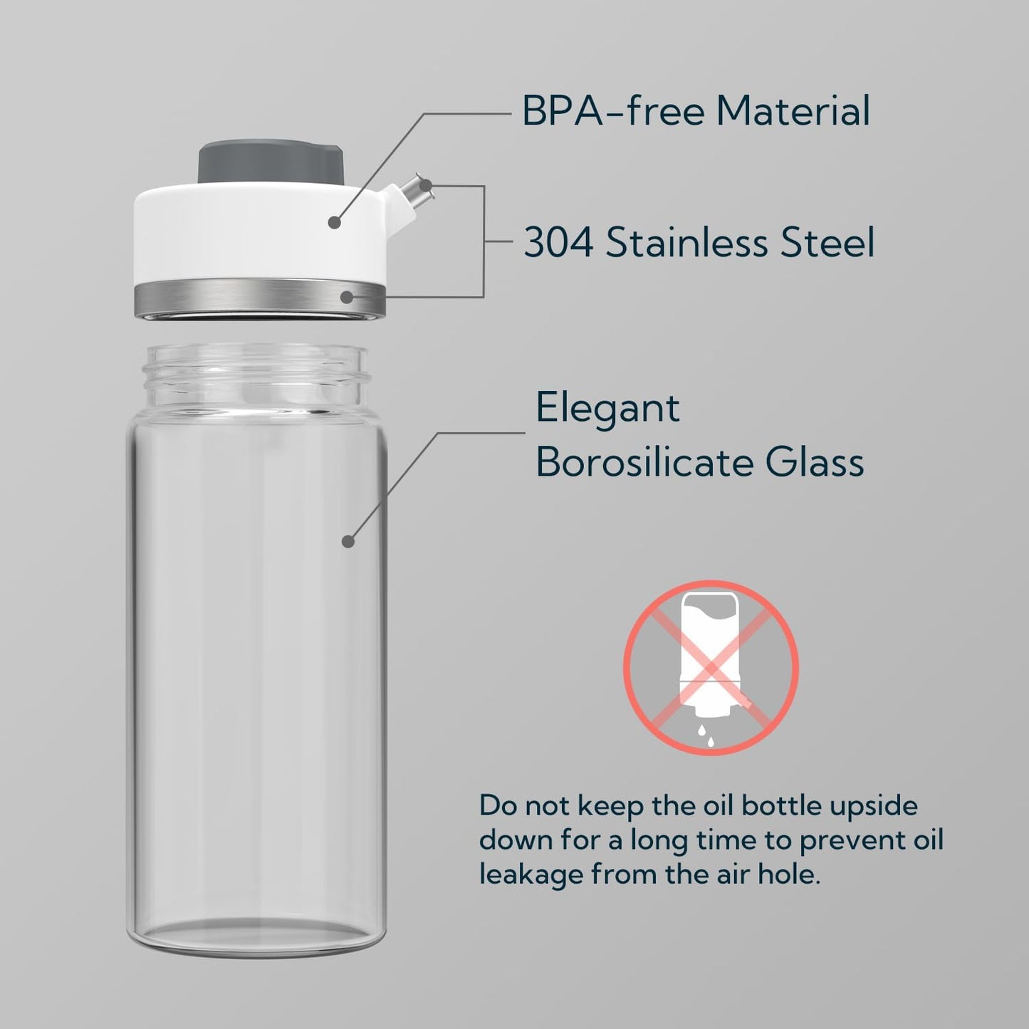 KITCHENDAO Precision Pour Glass Oil Dispenser with 3 Modes, Drip-free Spout, Two Adjustable Flowing