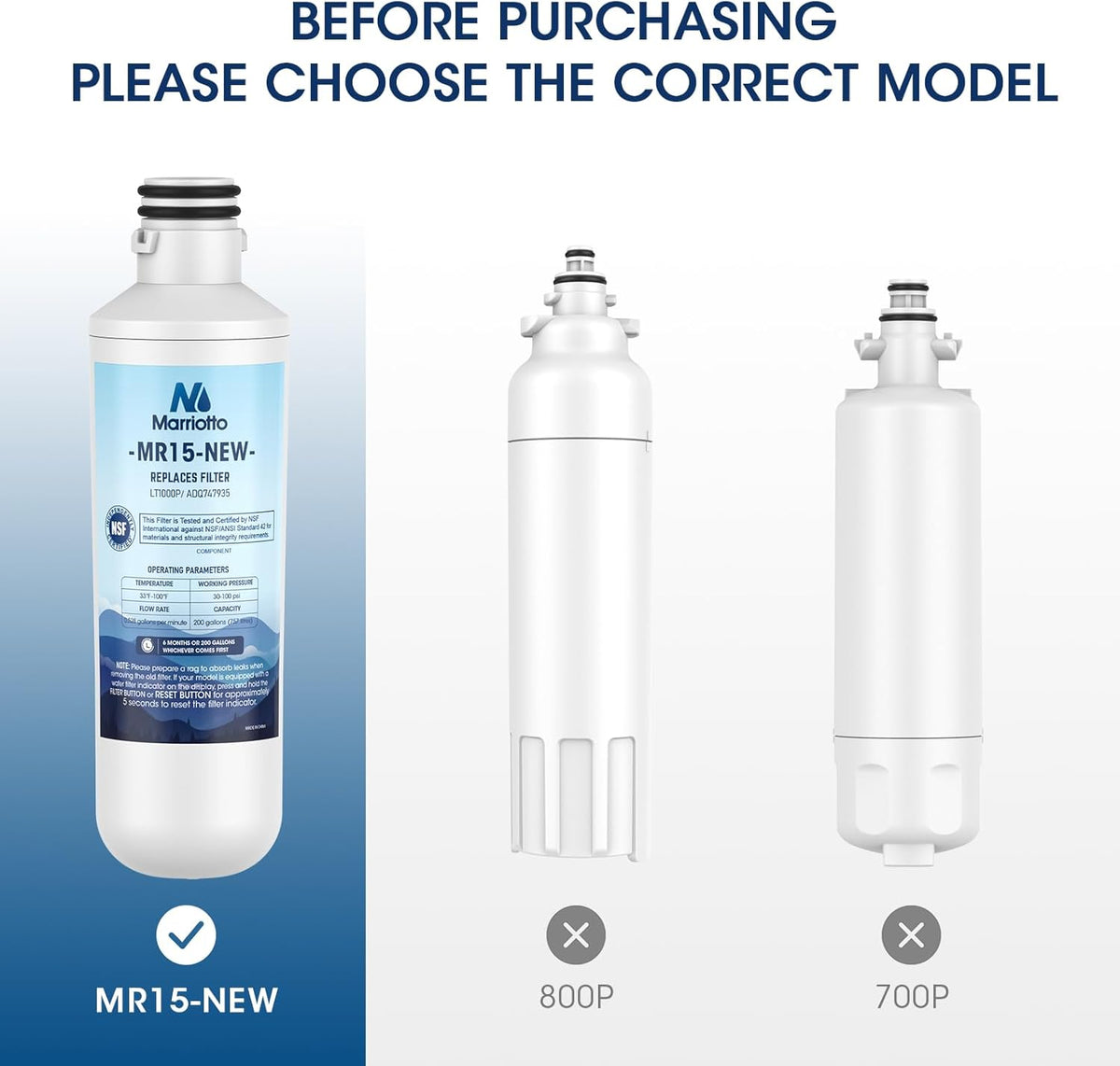 MARRIOTTO Water Filter LT1000PC Replacement for Refrigerator and LT120F ADQ73334008 Fresh Air