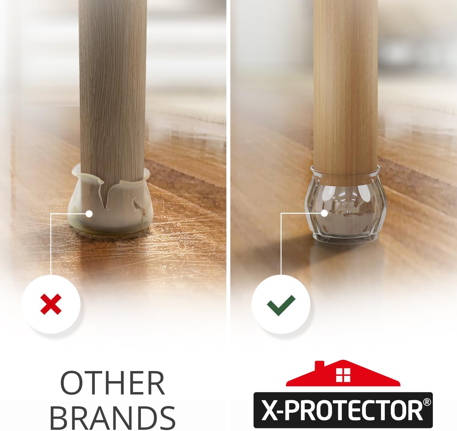 X-Protector Silicone Chair Leg Floor Protectors with Non-Slip Bottom - 16 PCS - Anti-Slip Chair Leg