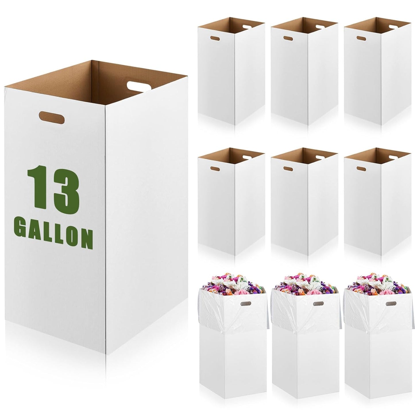 10 Pack 13 Gallon Cardboard Trash Cans Disposable and Reusable Corrugated Cardboard Cans Recycling