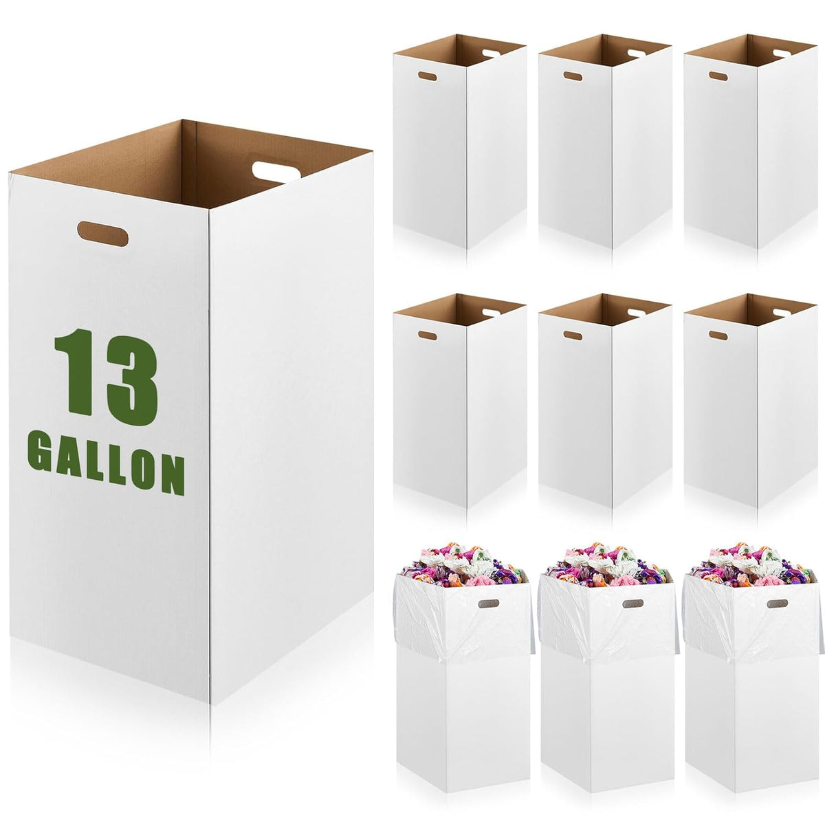 10 Pack 13 Gallon Cardboard Trash Cans Disposable and Reusable Corrugated Cardboard Cans Recycling