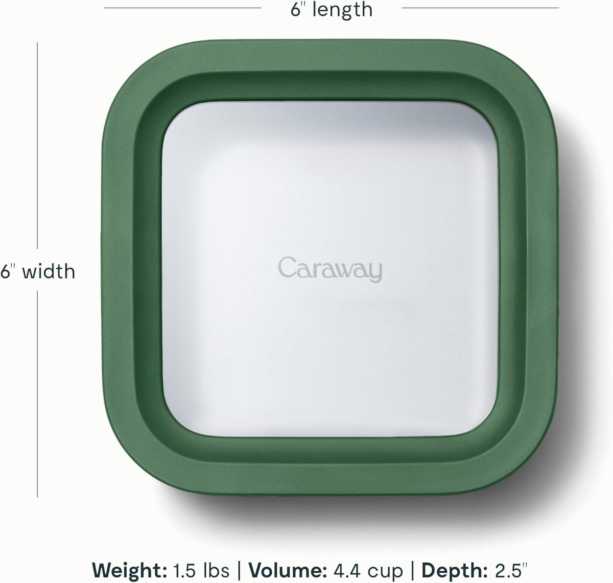 Caraway 2pc Glass Food Storage Set - 4.4 Cup Food Containers (2) - Ceramic Coated - Non Toxic, Non